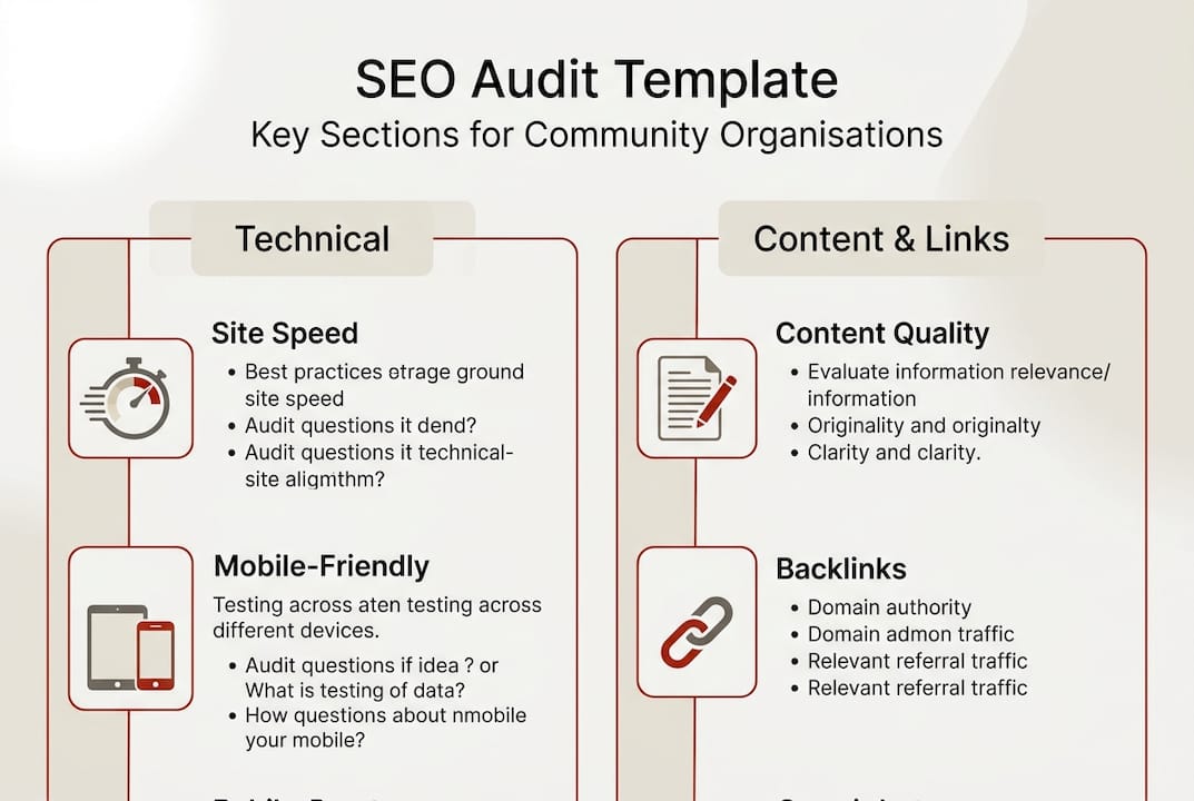 Infographic showing SEO audit template structure