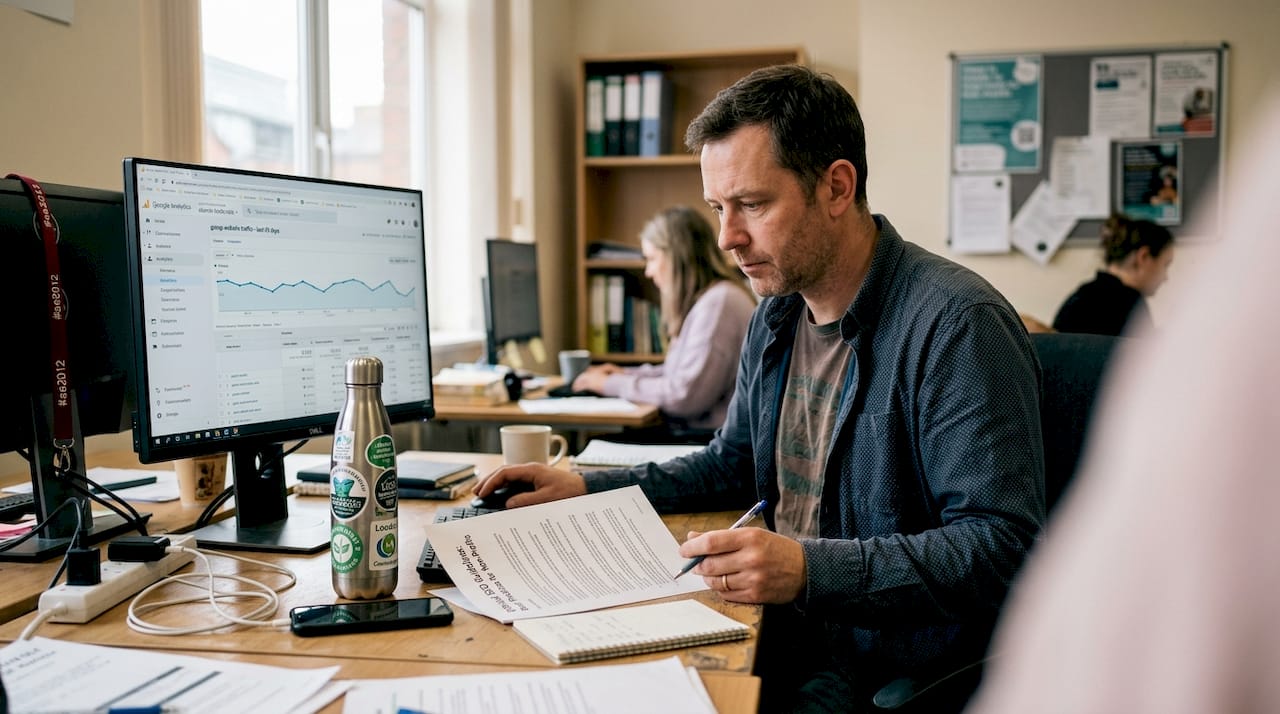 Manager weighing SEO tactics and guidelines