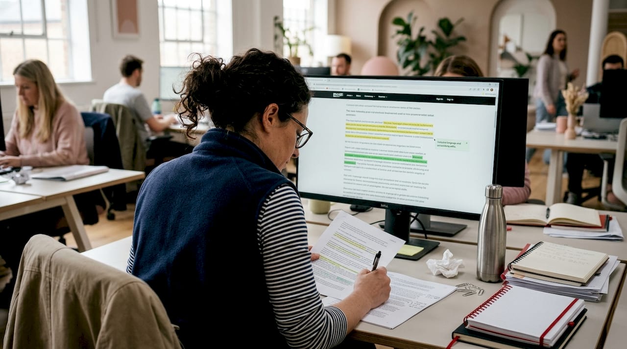 Editor making notes for ethical website content