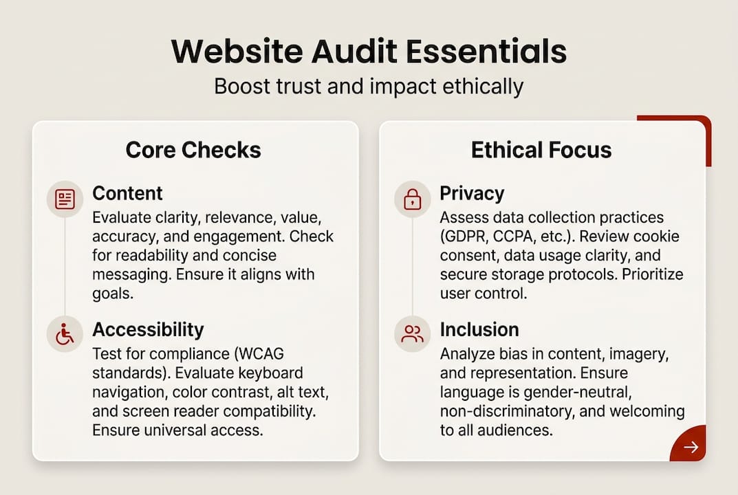 Infographic of ethical website audit essentials