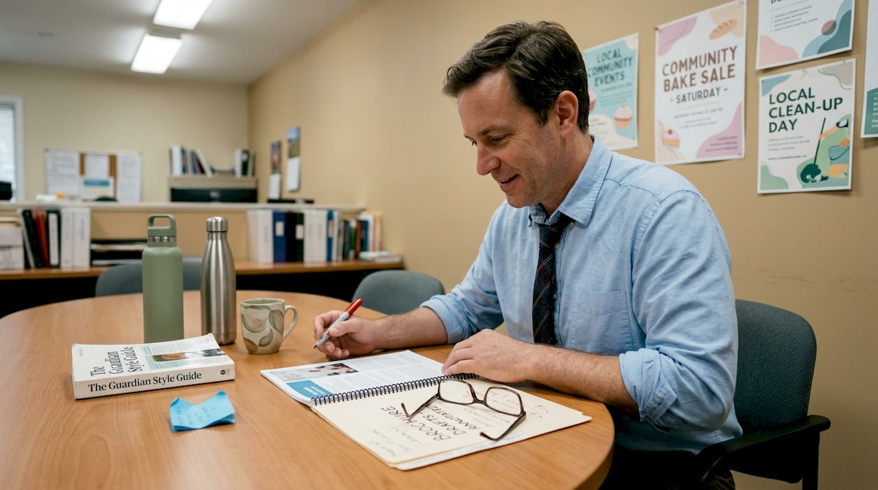 Nonprofit staff member reviewing copy draft