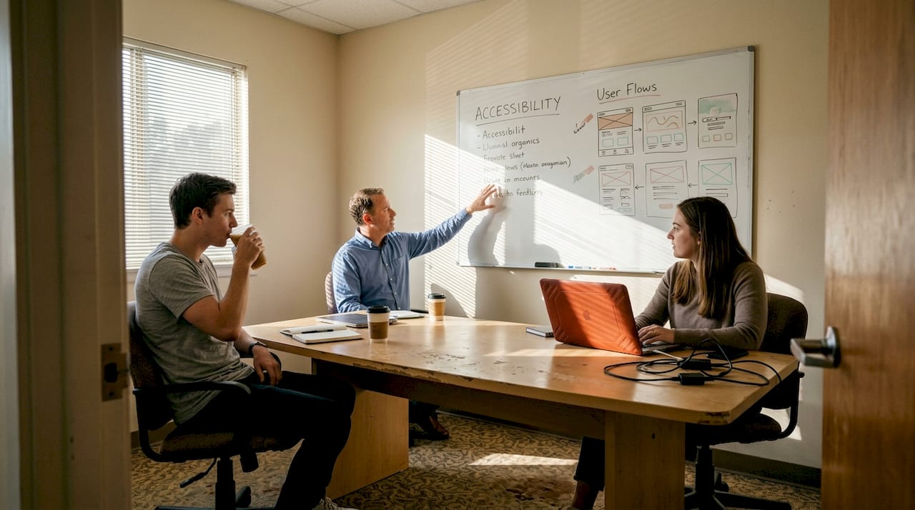 Team discusses ethical website redesign