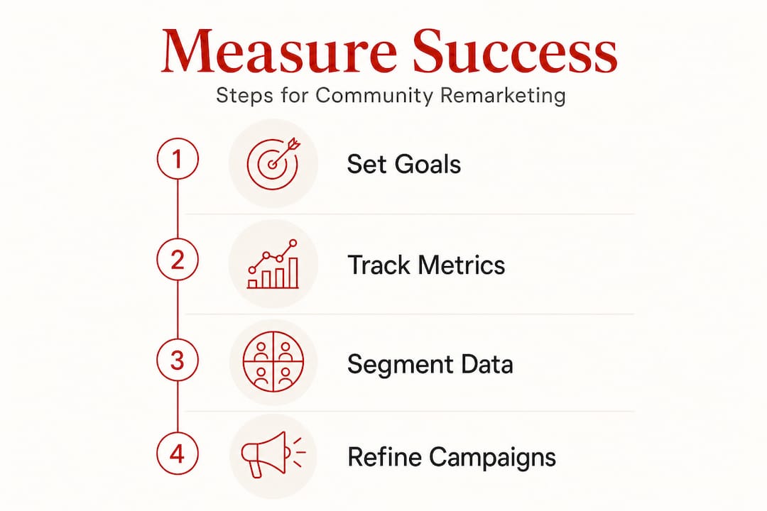 Community remarketing measurement steps infographic