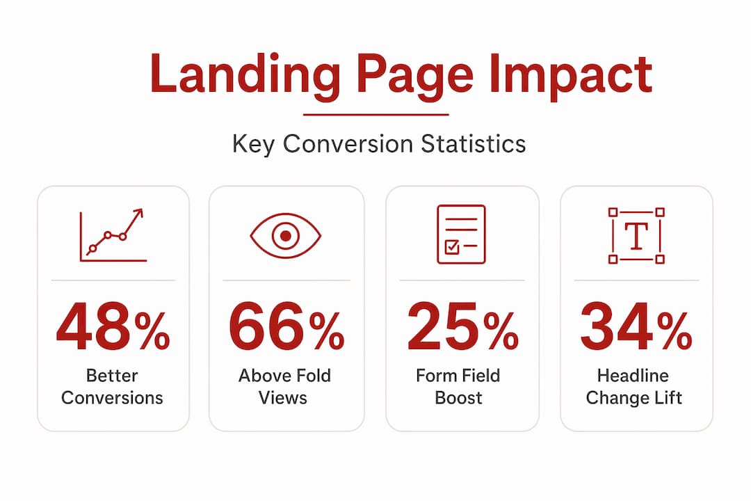 Infographic with four landing page statistics