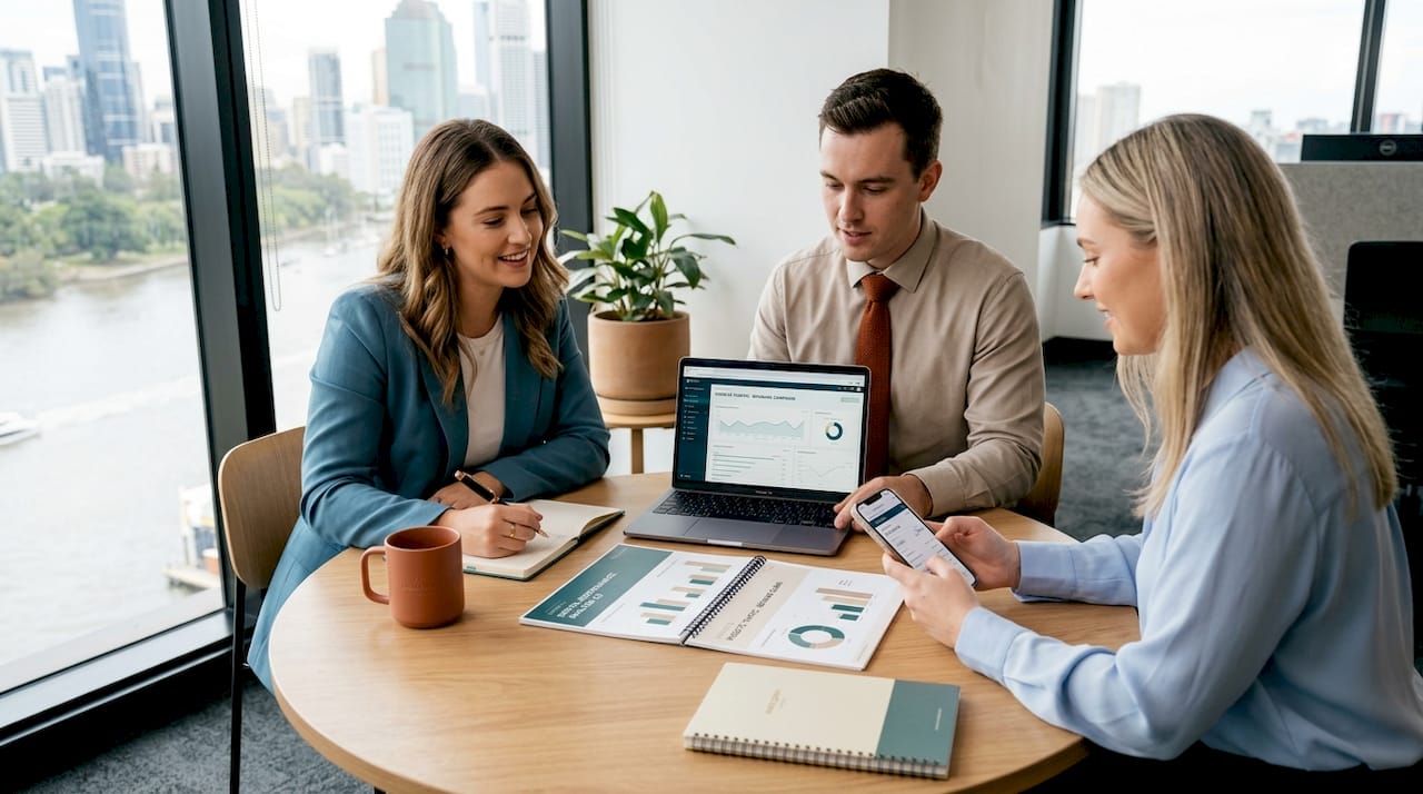 Team discusses SEO campaign strategy