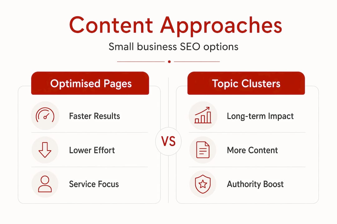 Infographic comparing content approaches for SEO