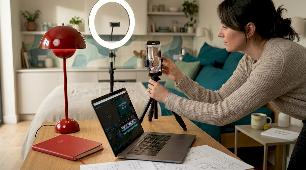 Content creator preparing to film Instagram Reel