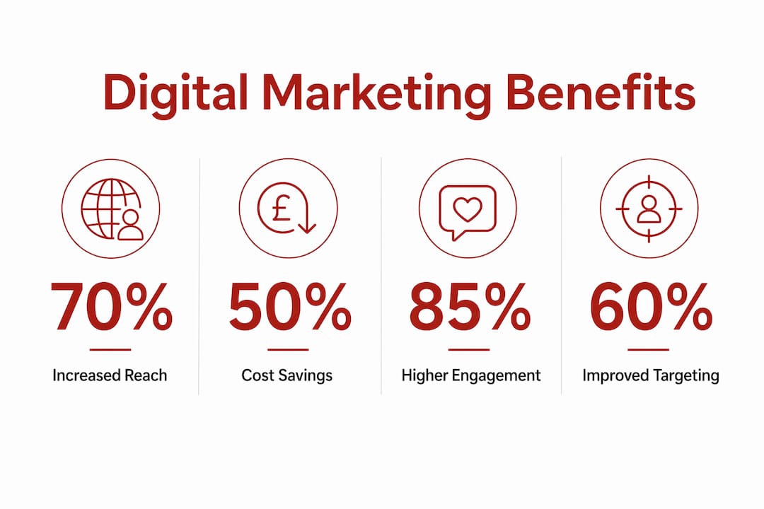 Infographic showing digital marketing benefits in statistics