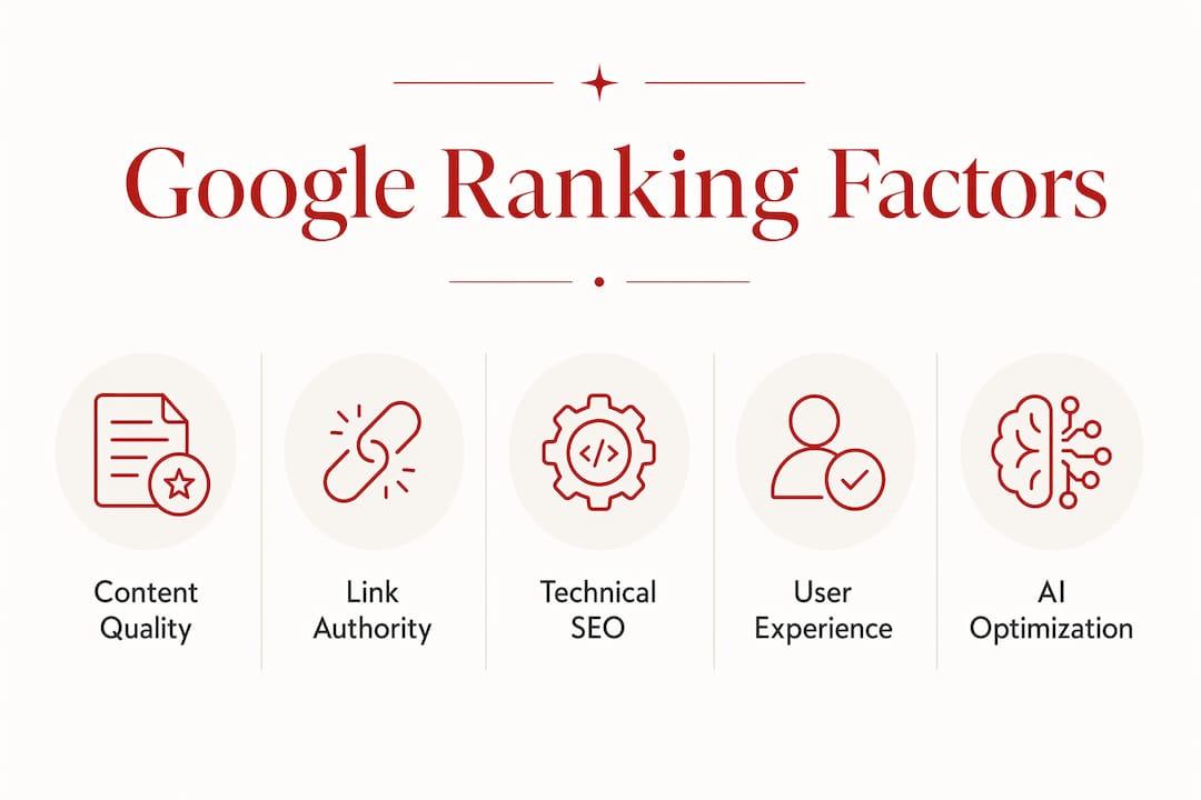 Infographic illustrating Google ranking factors hierarchy