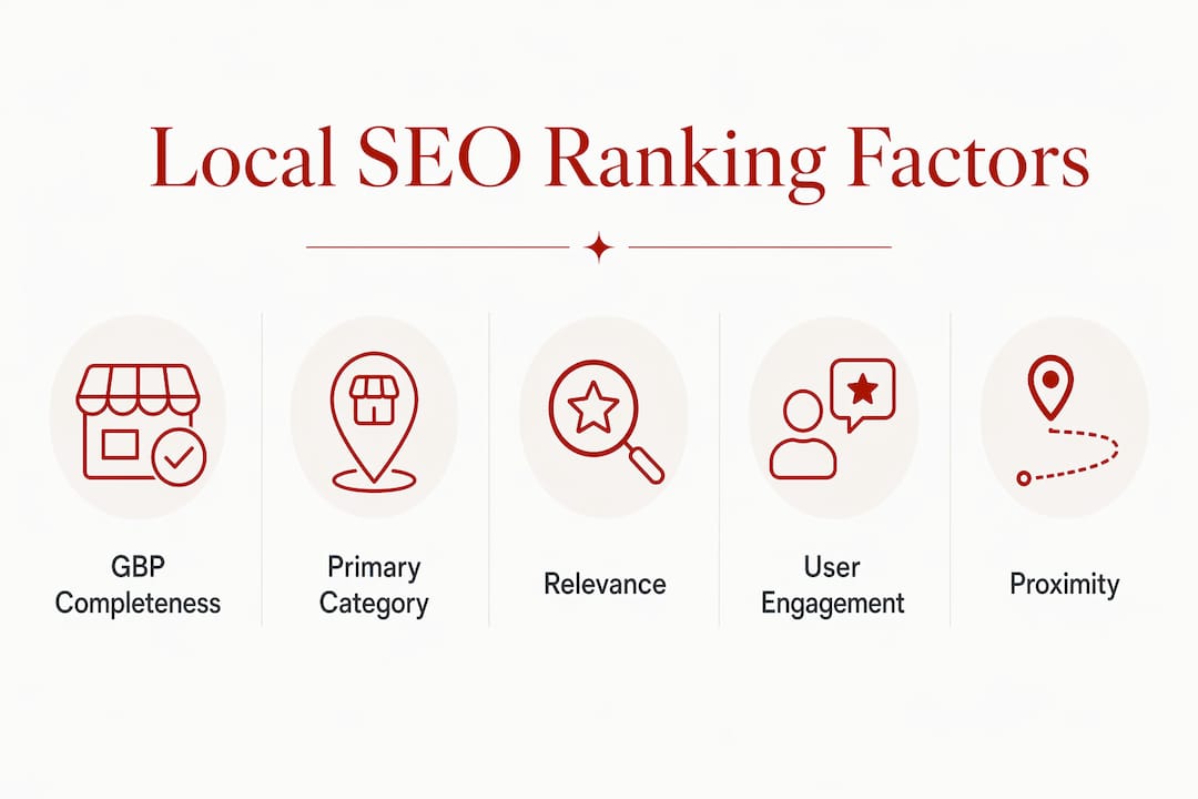 Infographic displaying key local SEO ranking factors in hierarchy