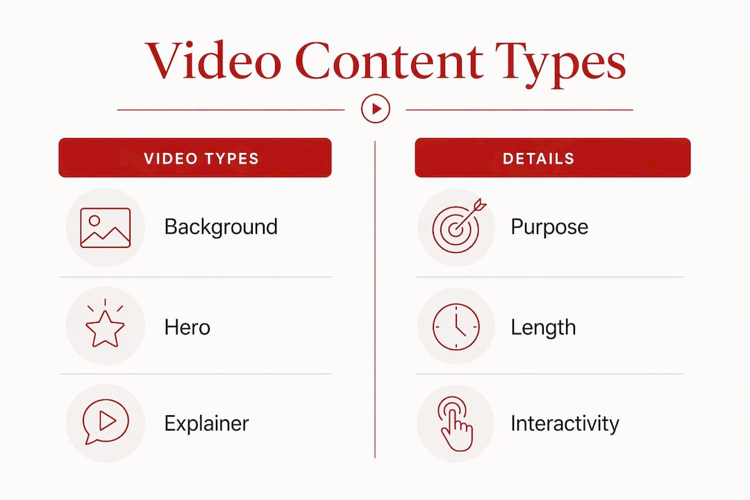 Infographic comparing video content types and their details