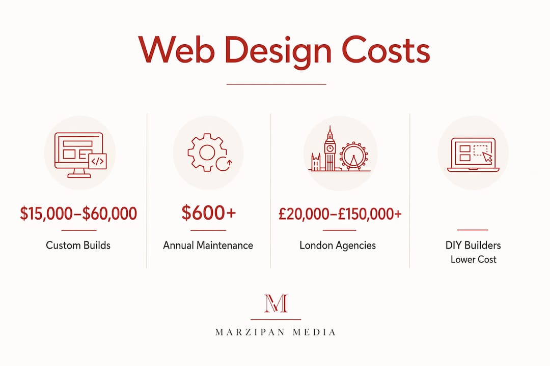 Infographic summarizing nonprofit web design cost ranges