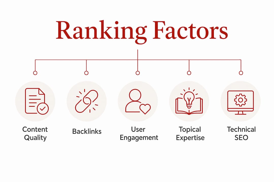 Infographic illustrating main Google ranking factors