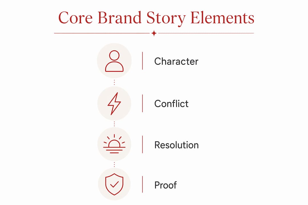 Infographic showing four core brand story elements