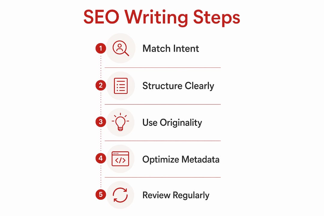 Infographic showing SEO writing best practices steps