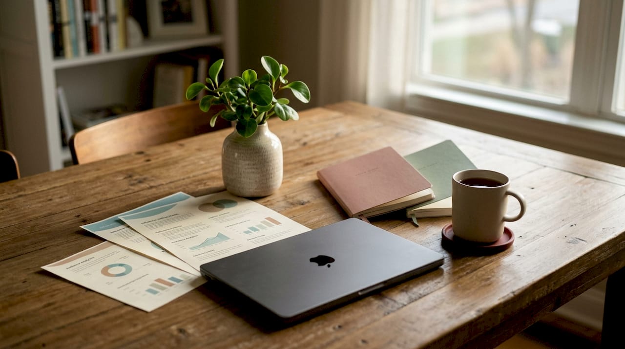 Close-up of influencer vetting tools and checklist on desk
