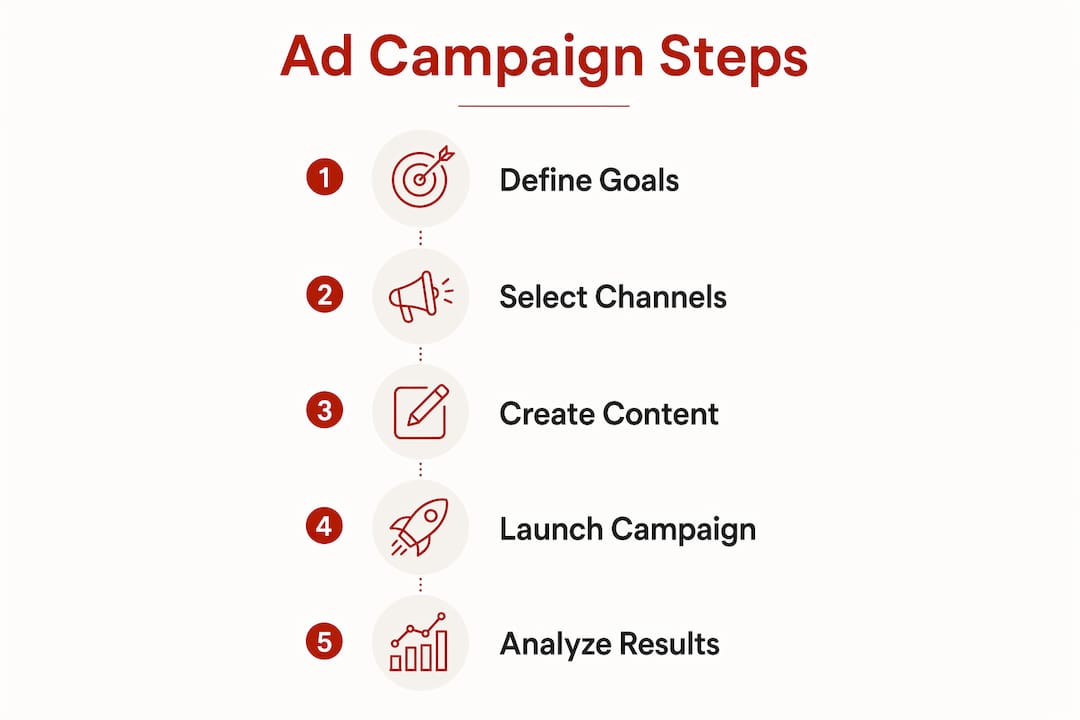 Infographic illustrating digital advertising campaign steps