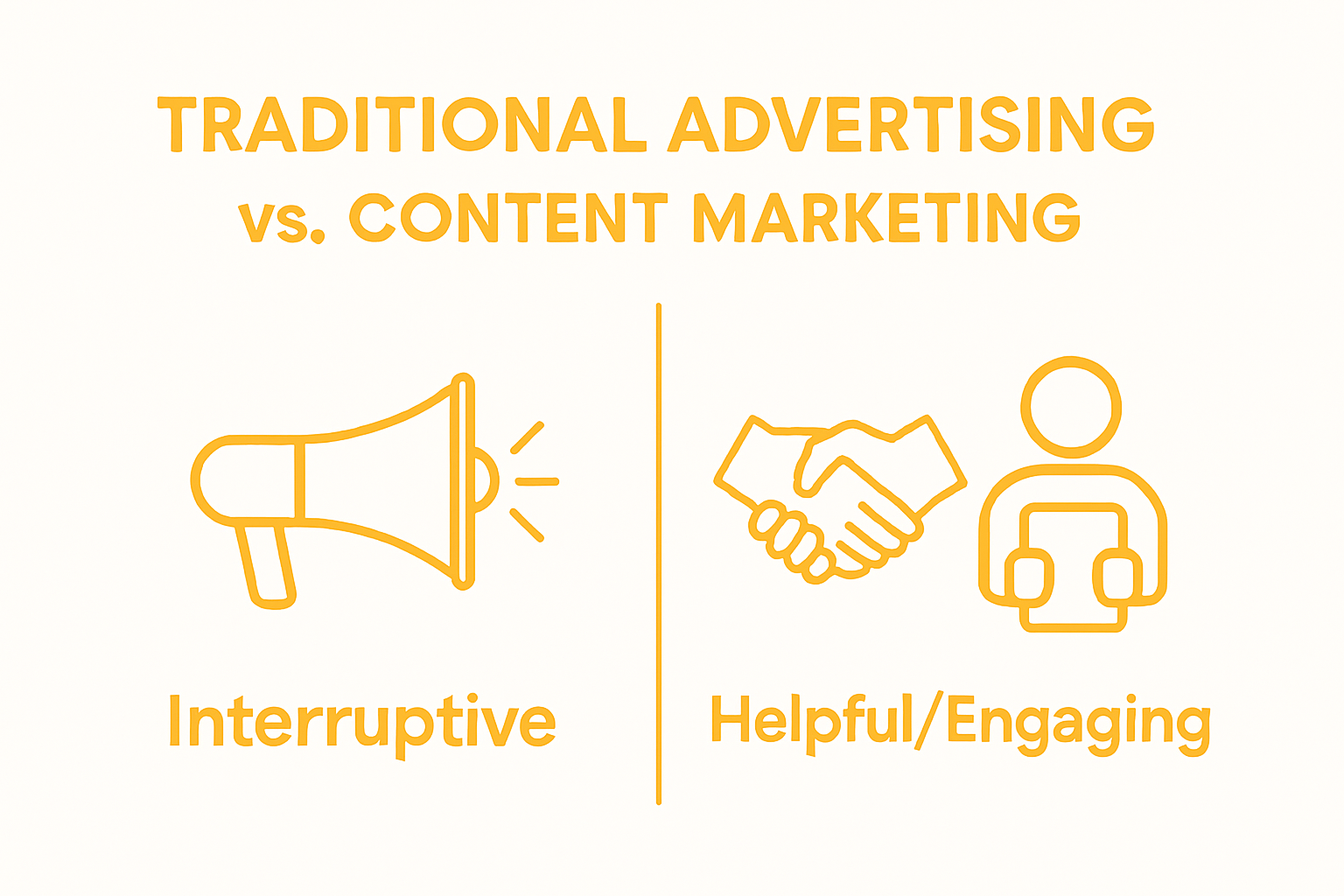 Infographic comparing traditional advertising versus content marketing