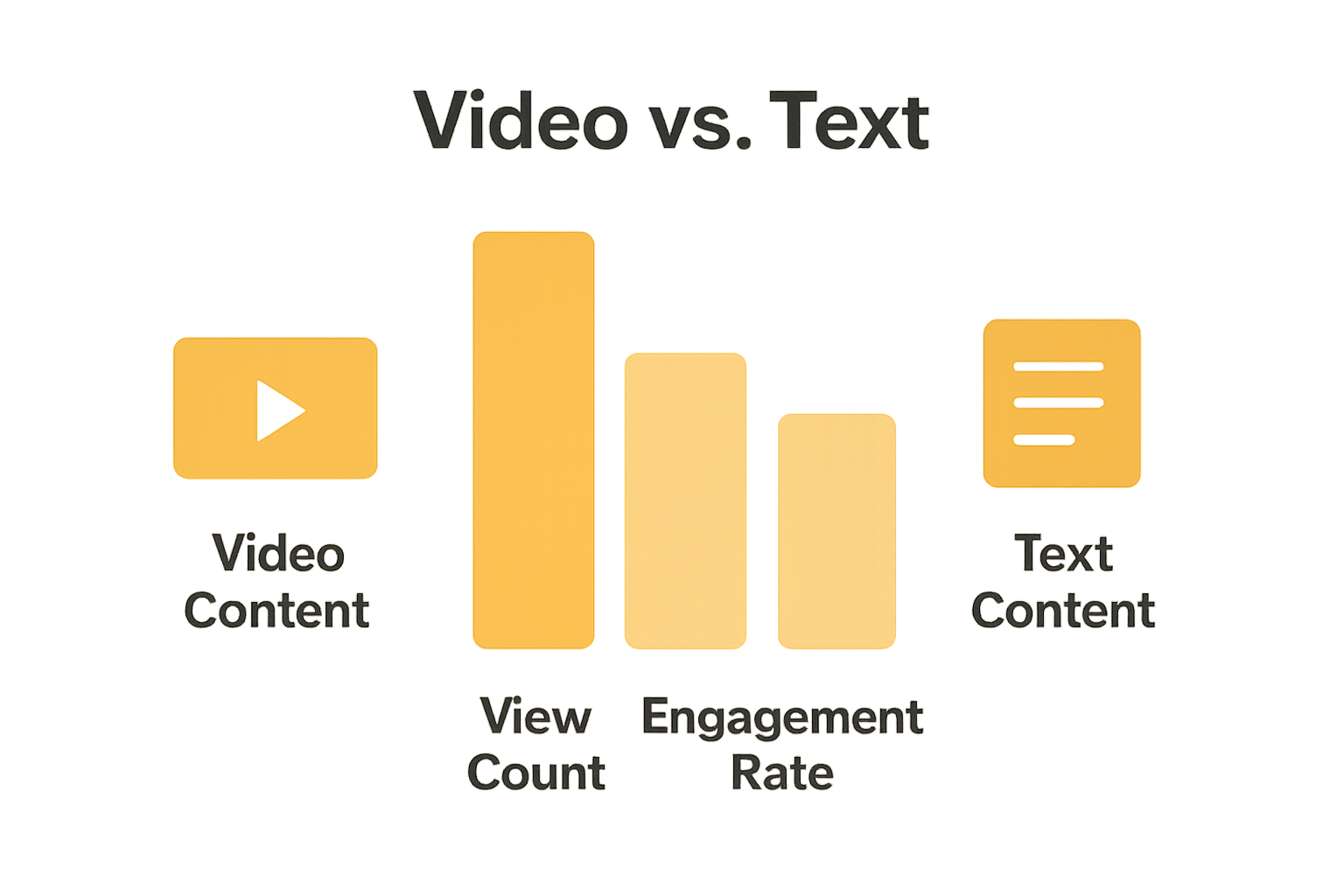 Bar chart comparing video and text marketing metrics