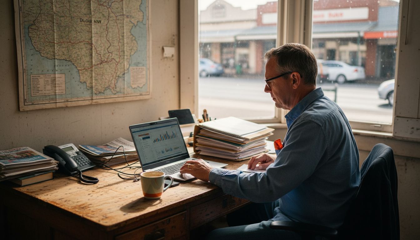 Regional business owner reviewing digital marketing