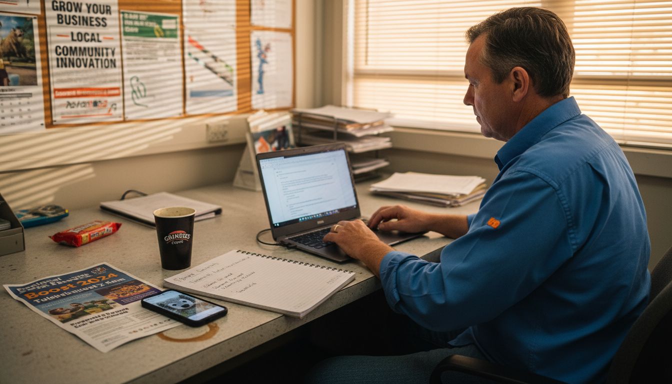 Regional business owner working at office desk