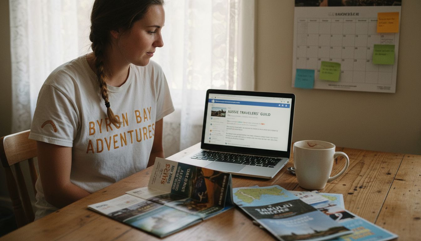 Travel business owner planning social media