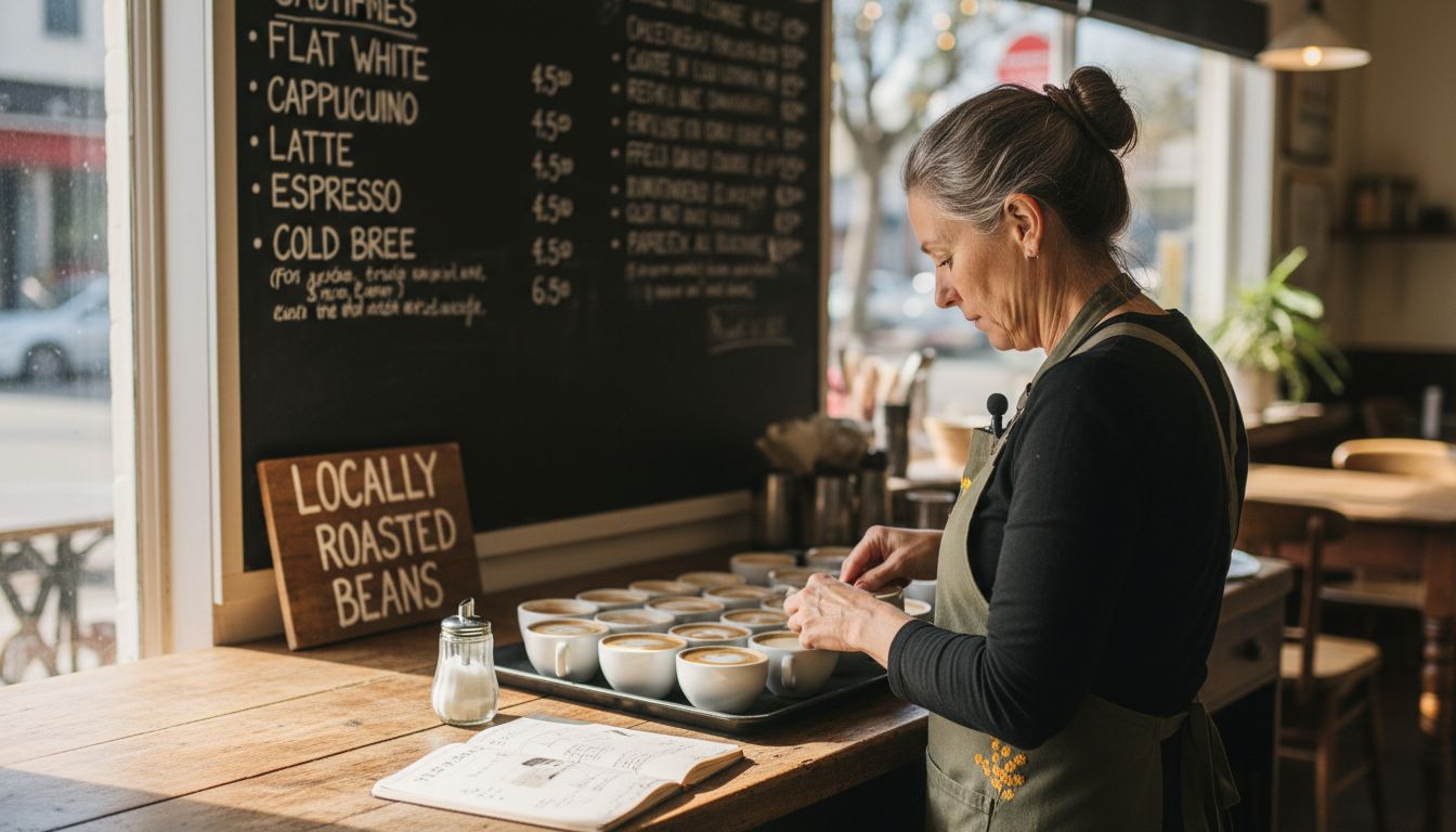 Café owner sets up video filming environment