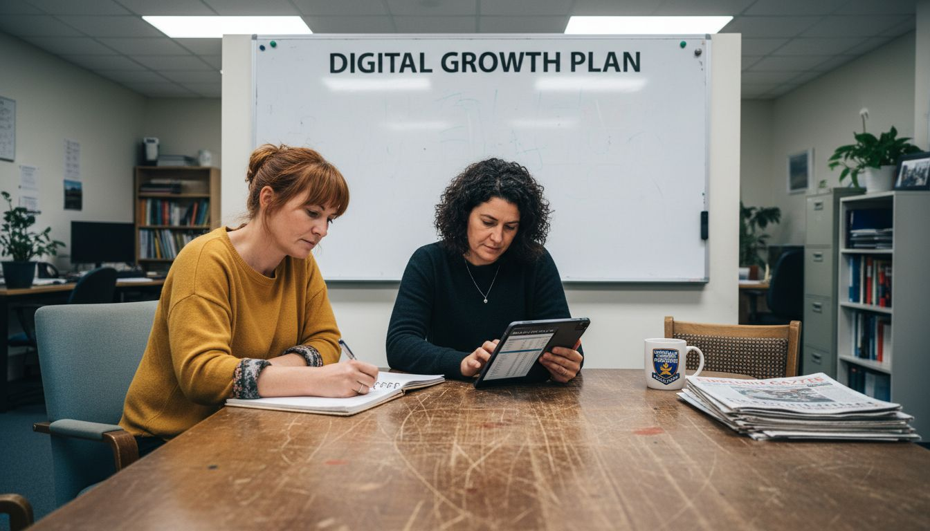 Team meeting for marketing strategy in Gippsland office