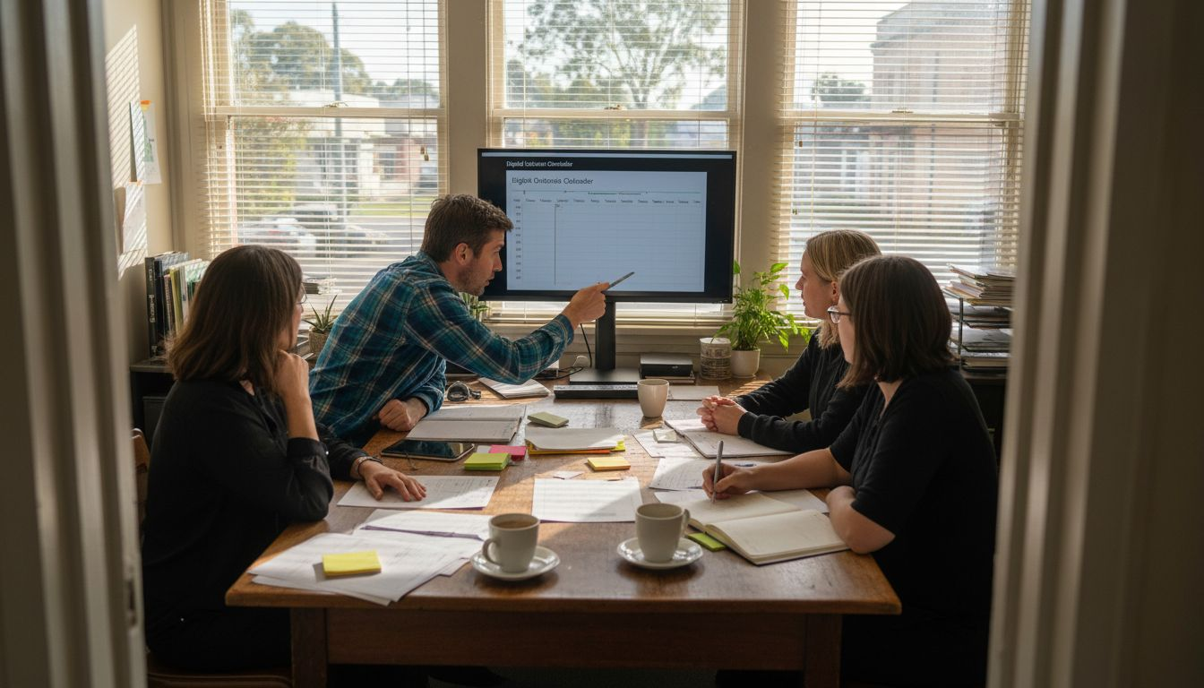 Wellness team meeting on marketing plan