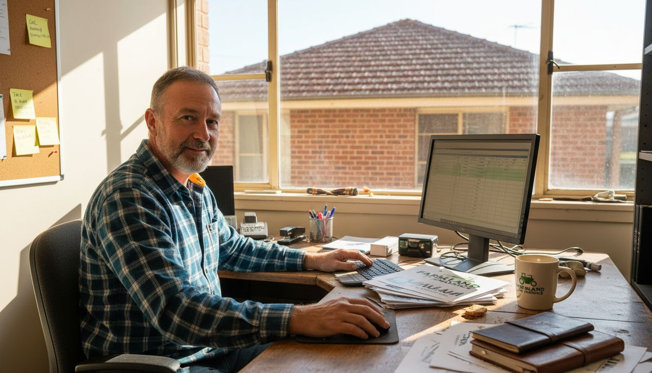 Regional business owner at desk in office