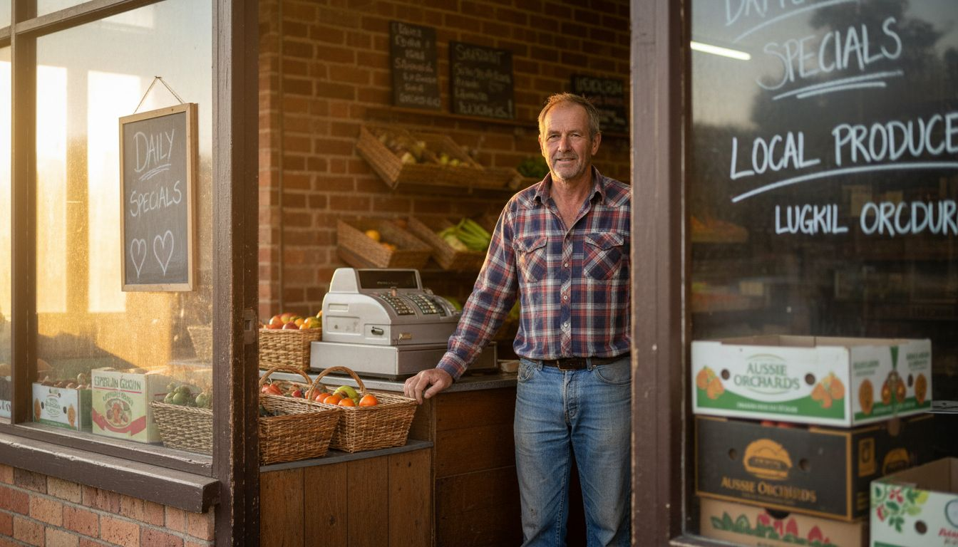 Gippsland business owner in storefront morning