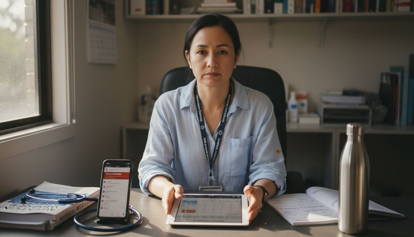 Doctor manages social media in office
