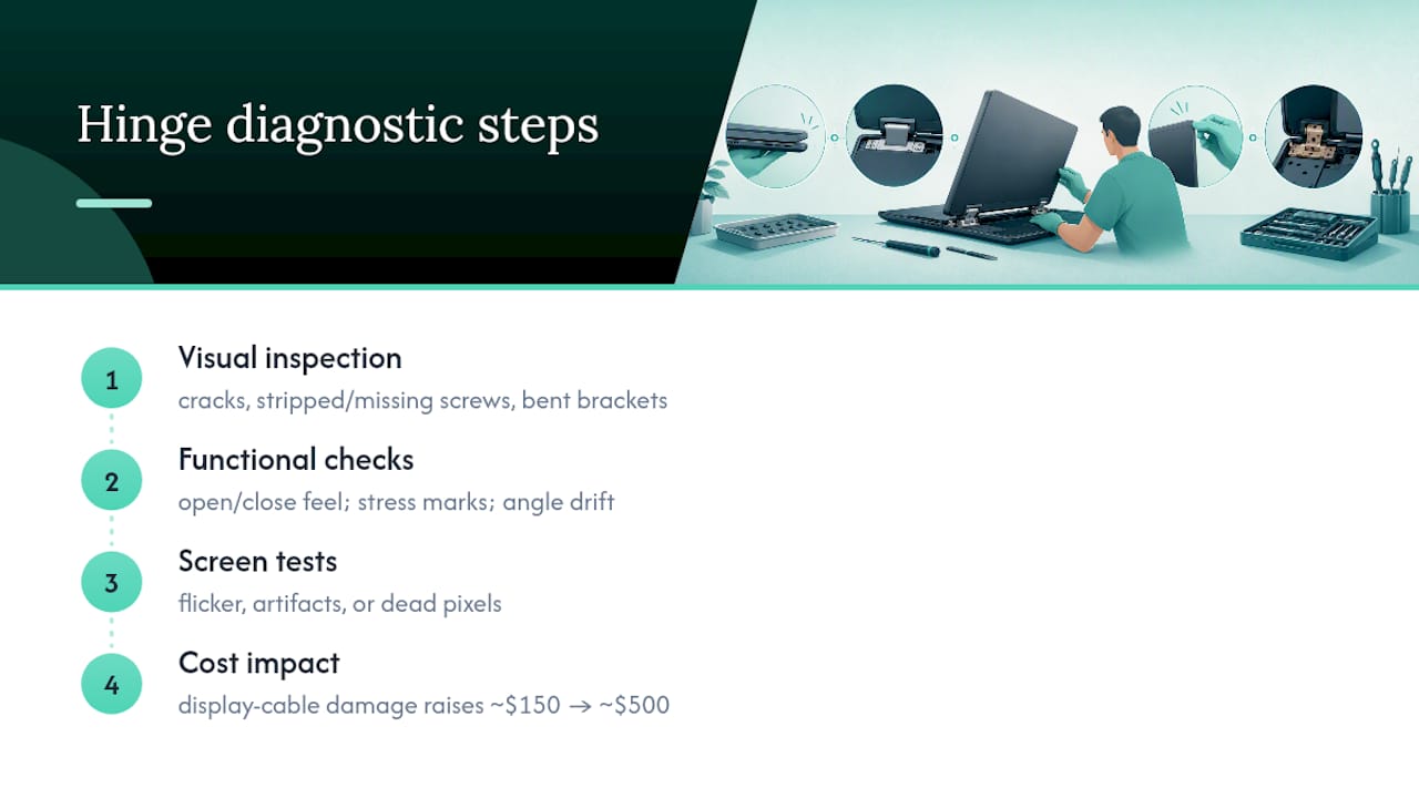 Laptop hinge diagnosis sequence and cost impact