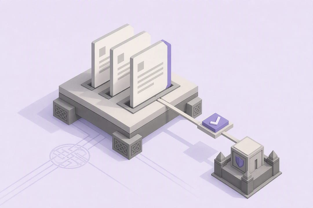 Isometric version control title card