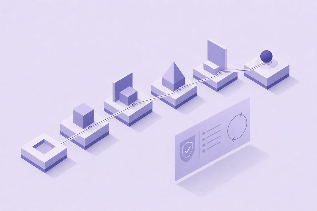 Isometric six-step AI risk assessment title card Isometric six-step AI risk assessment title card