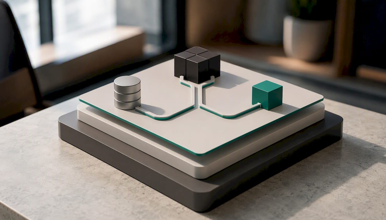Layered platform and custom software illustration