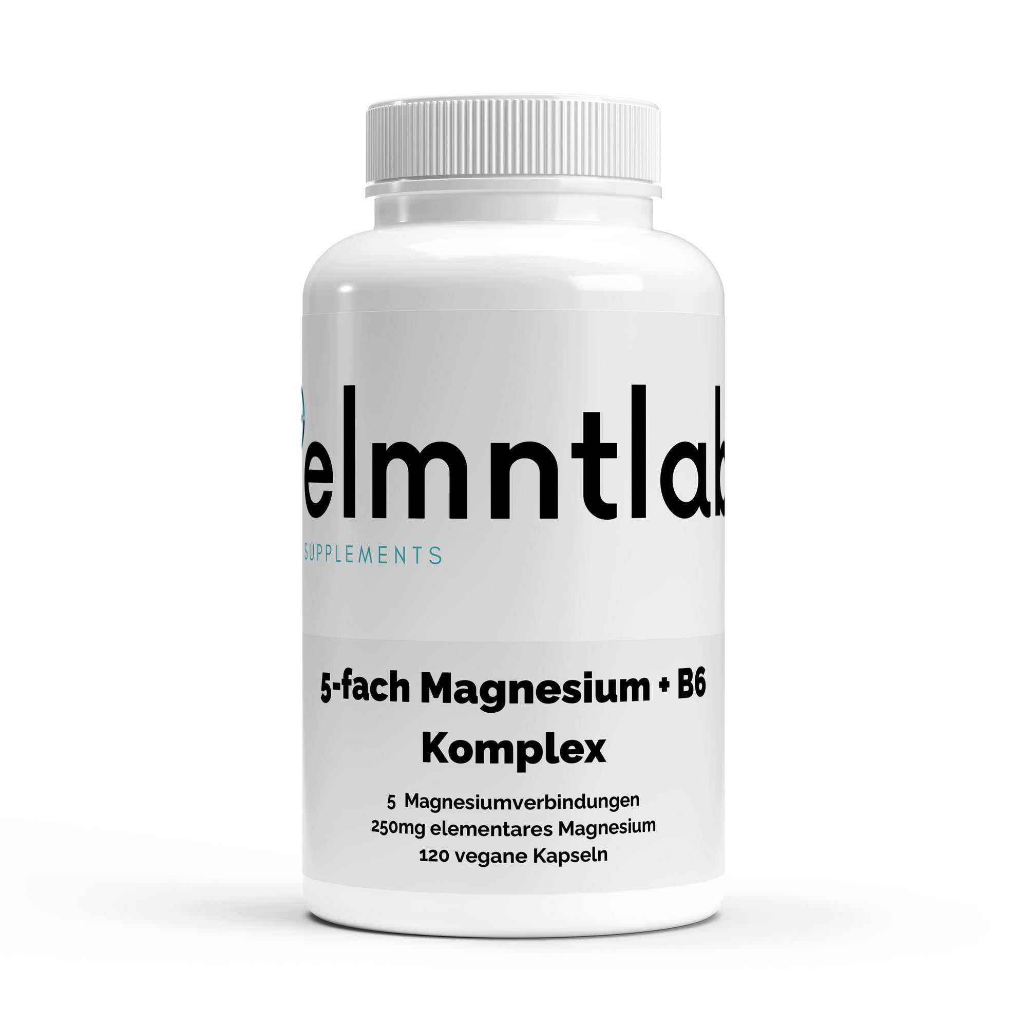 Magnesium 6x Komplex + B6 vegan 120 Kapseln | elmntlab