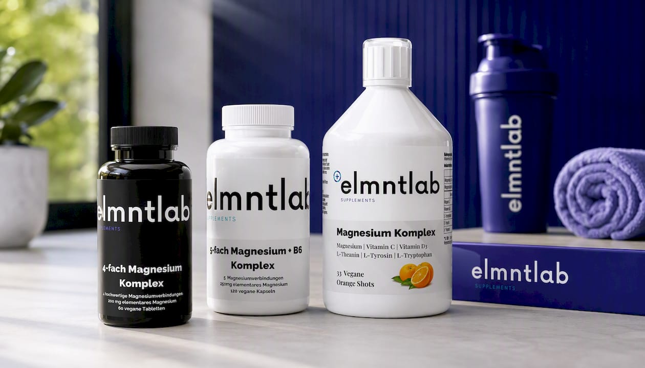 Magnesium 4fach Komplex 60 vegane Tabletten | elmntlab