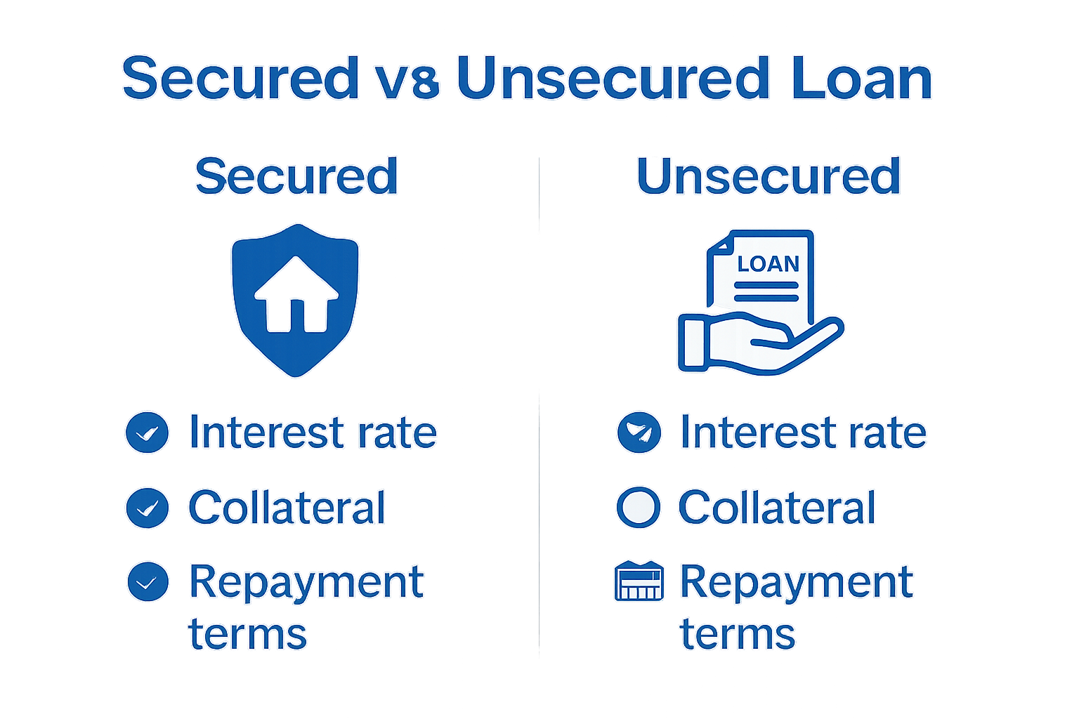 Secured vs unsecured renovation loan infographic comparing key differences