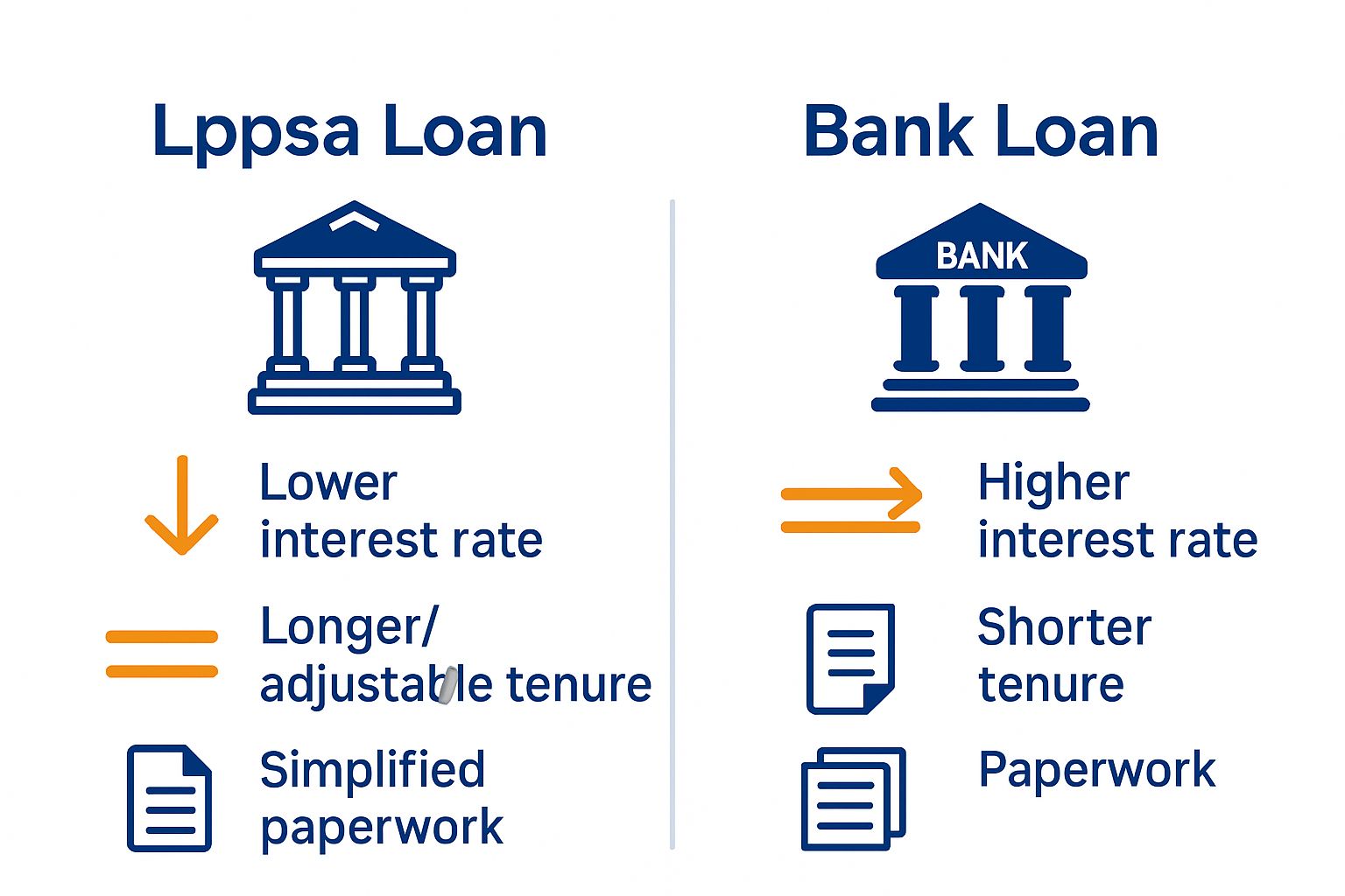 Infographic comparing Lppsa loan vs. standard bank loan options