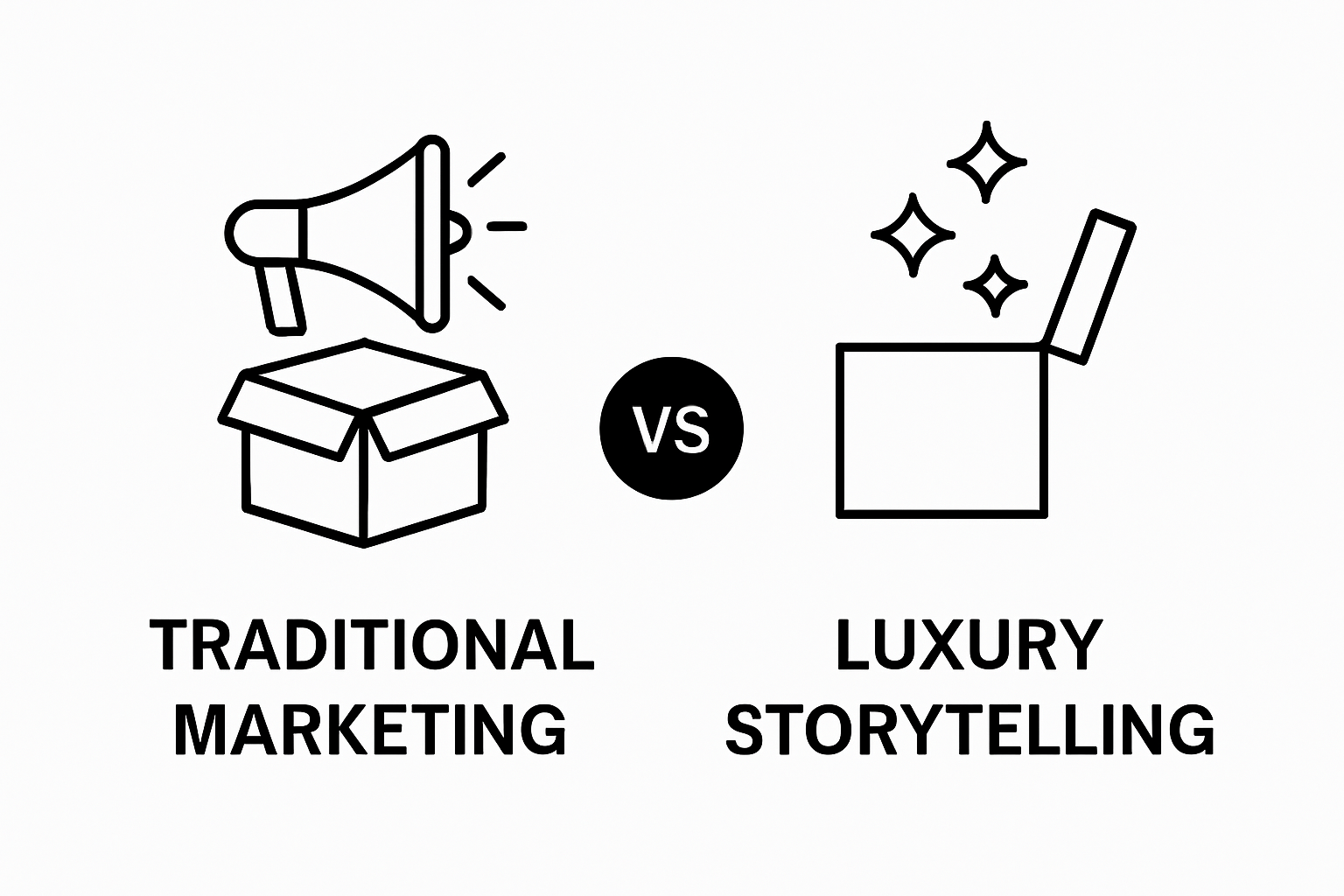 Infographic comparing traditional marketing and luxury storytelling visually