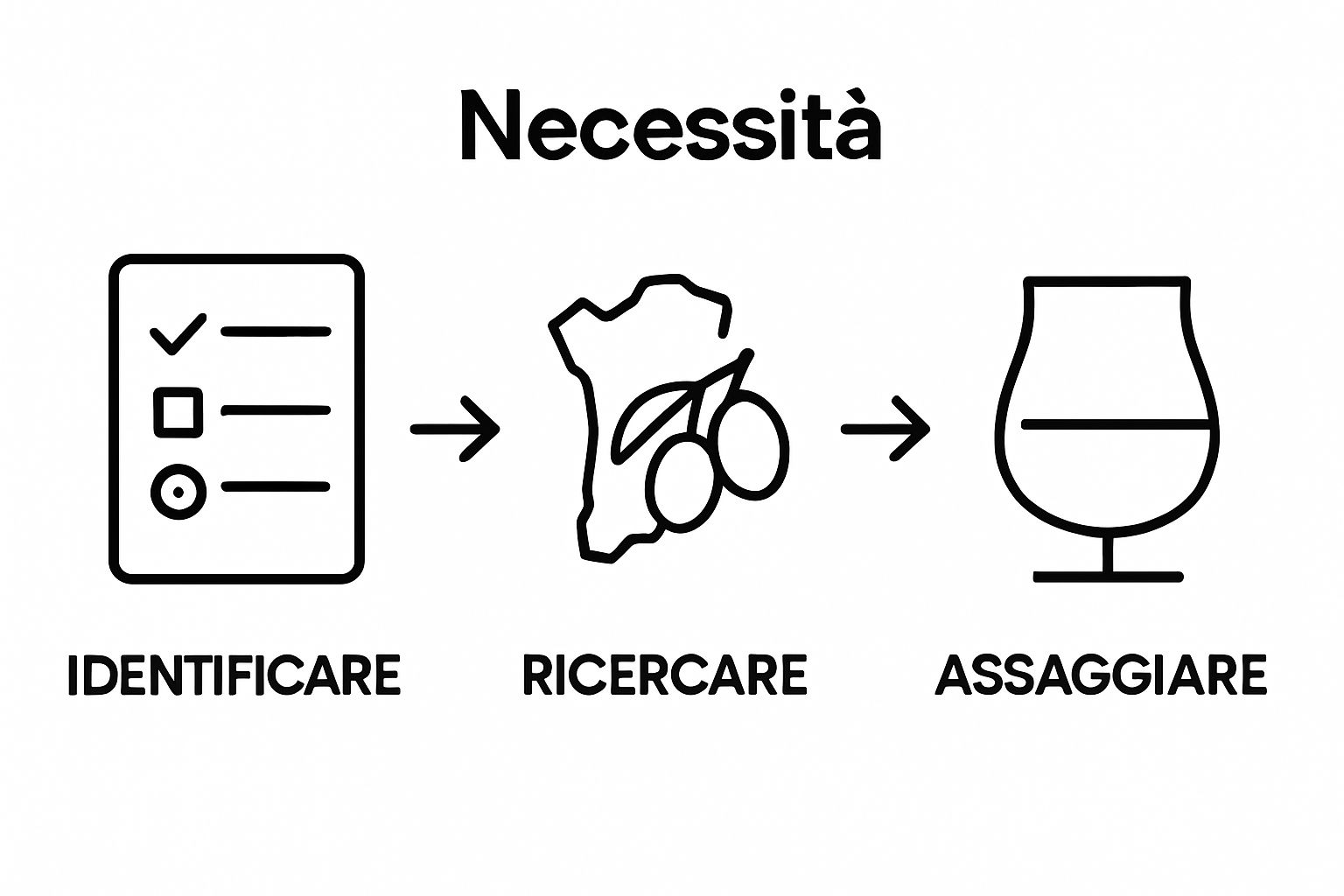 Infographic showing steps: identify needs, research varieties, taste oils