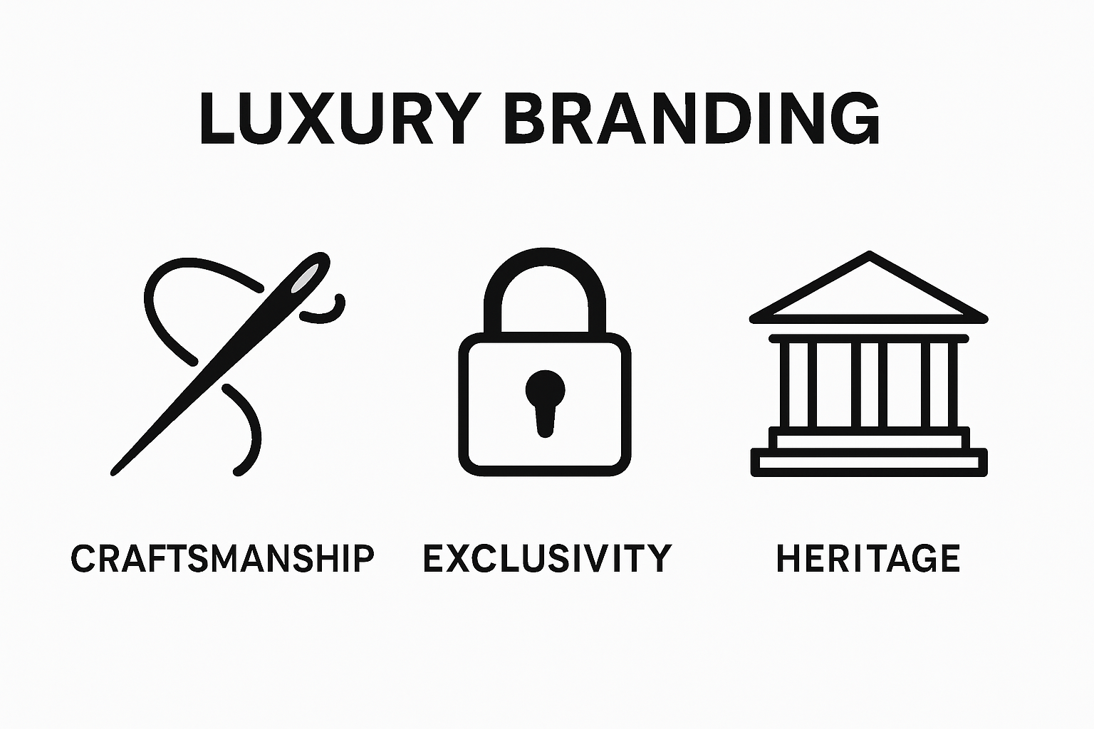 Infographic showing craftsmanship, exclusivity, heritage icons