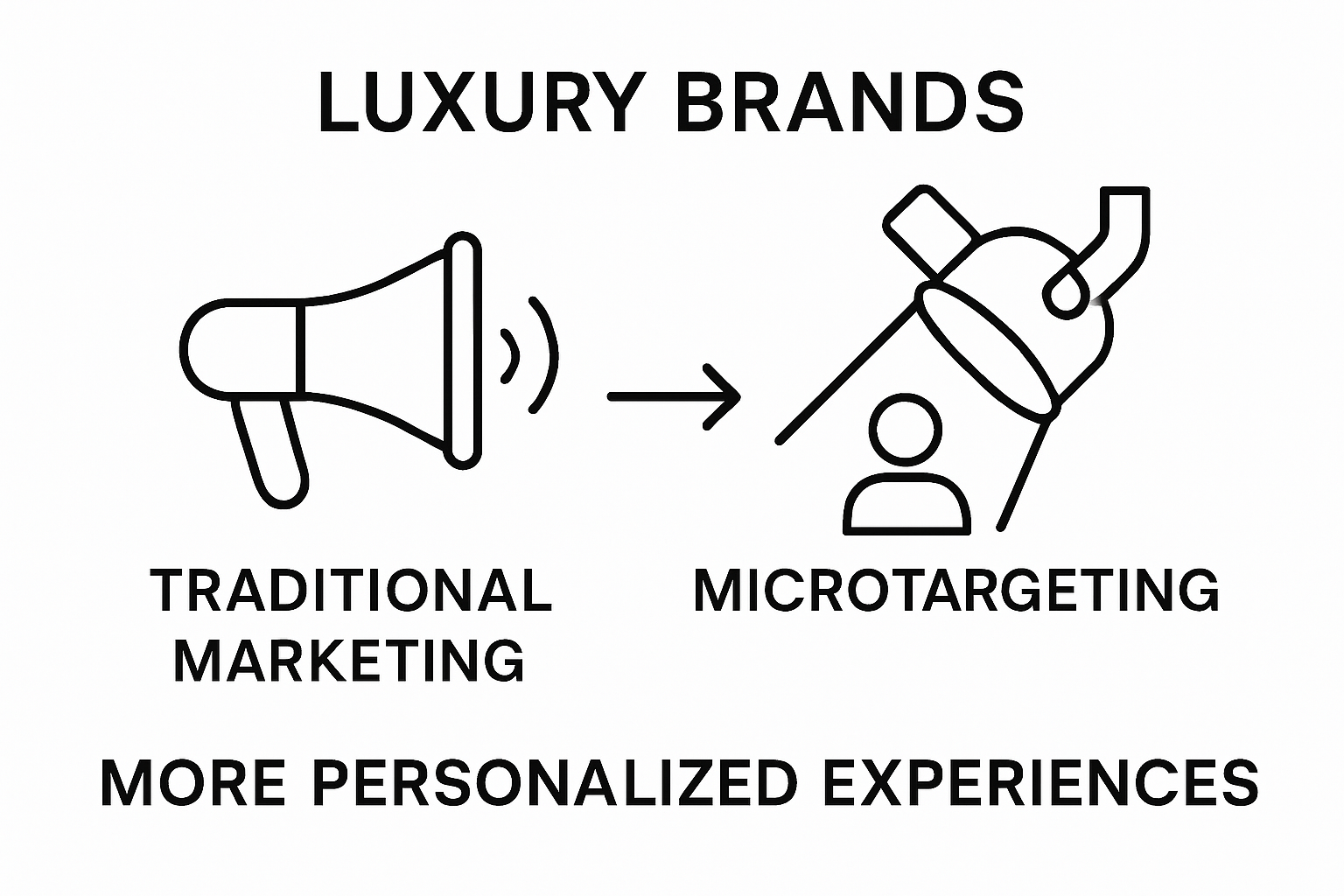 Simple comparison of traditional marketing versus microtargeting in luxury sector