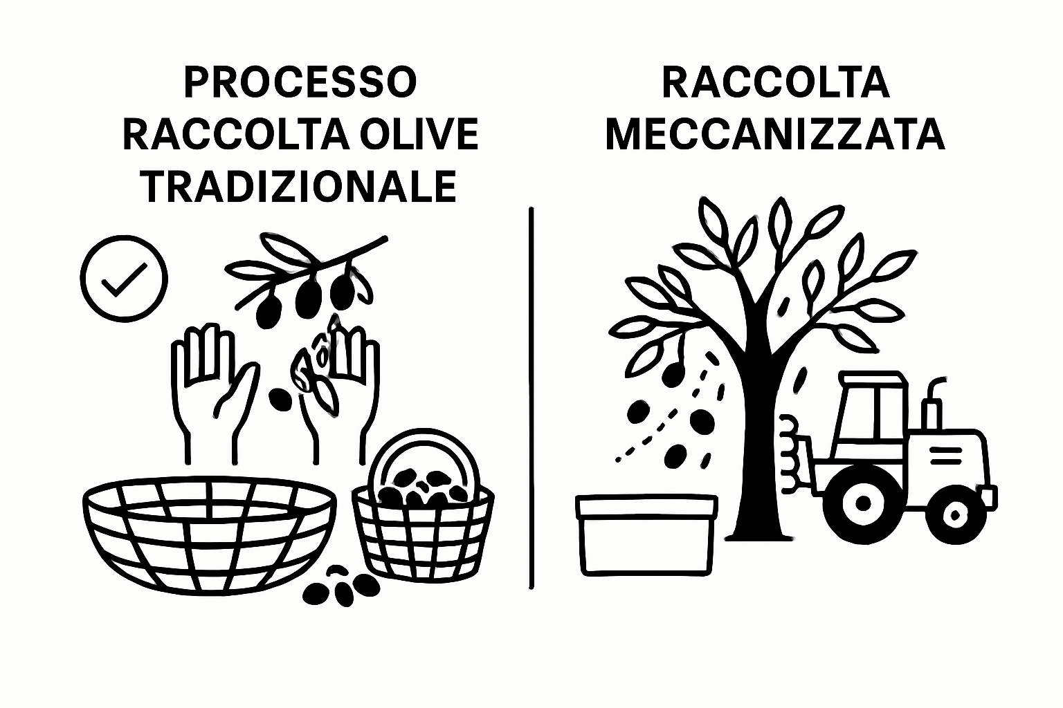 Simple comparison of manual versus mechanical olive harvest methods
