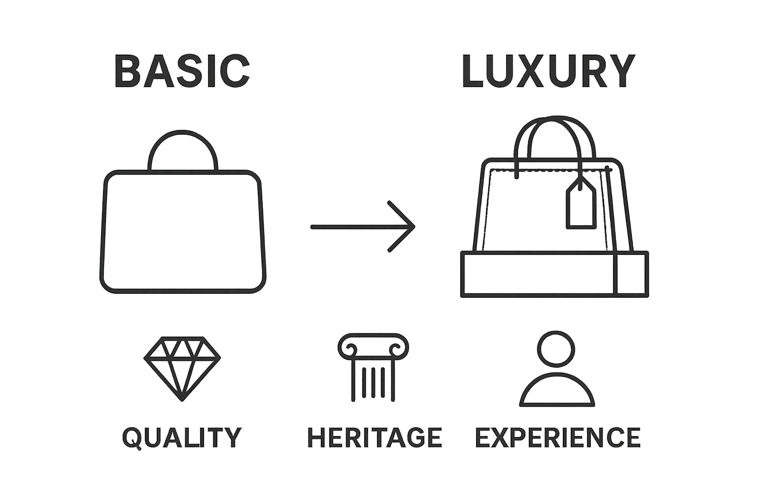 Side-by-side visual comparison of basic vs. luxury product detail