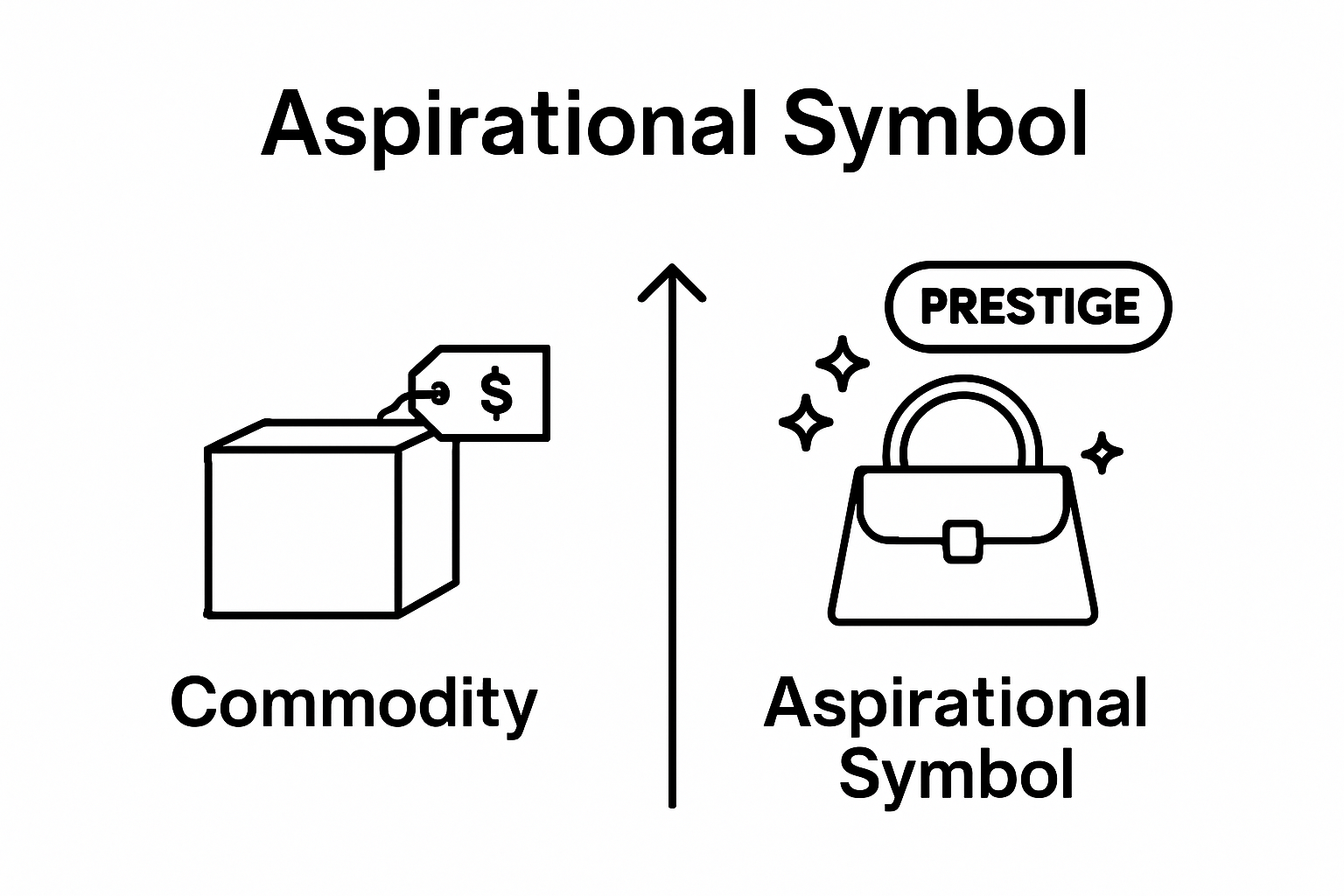 Comparison showing commodity versus aspirational symbol in luxury branding