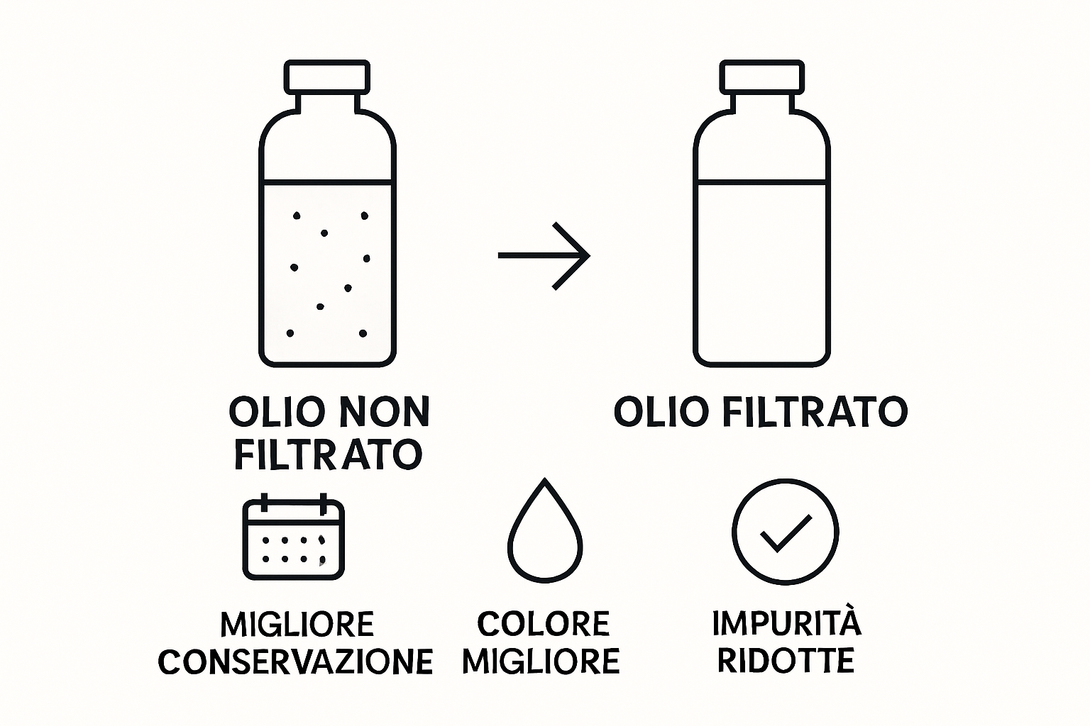 Infographic comparing unfiltered and filtered olive oil.