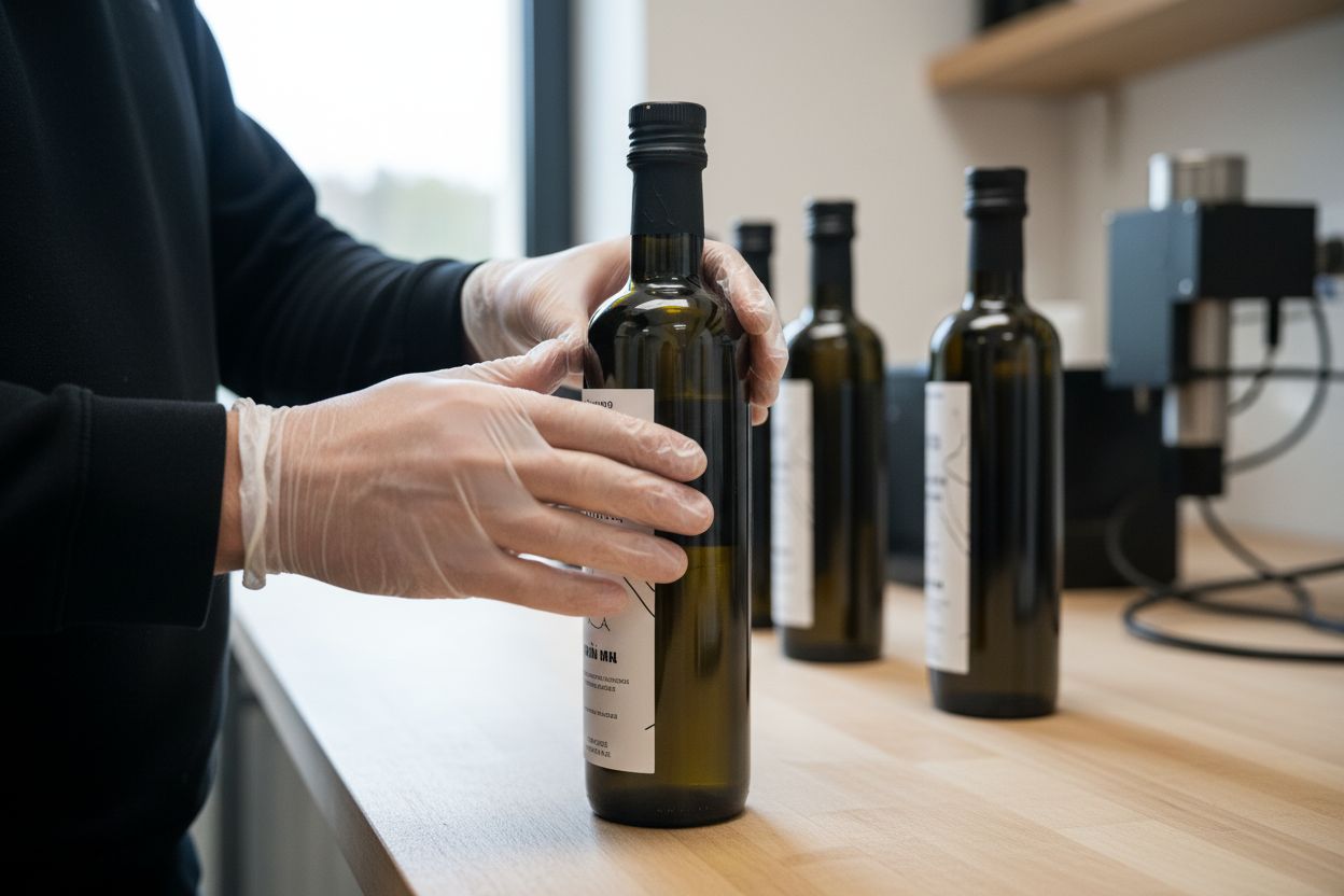 applicazione etichetta olio