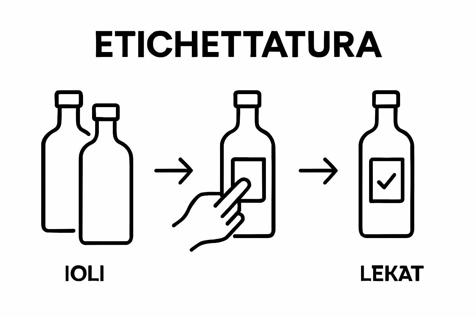 Infografica dei passaggi principali per etichettare l'olio